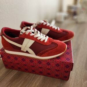 Tory Burch Red Suede Sneakers Size 7.5